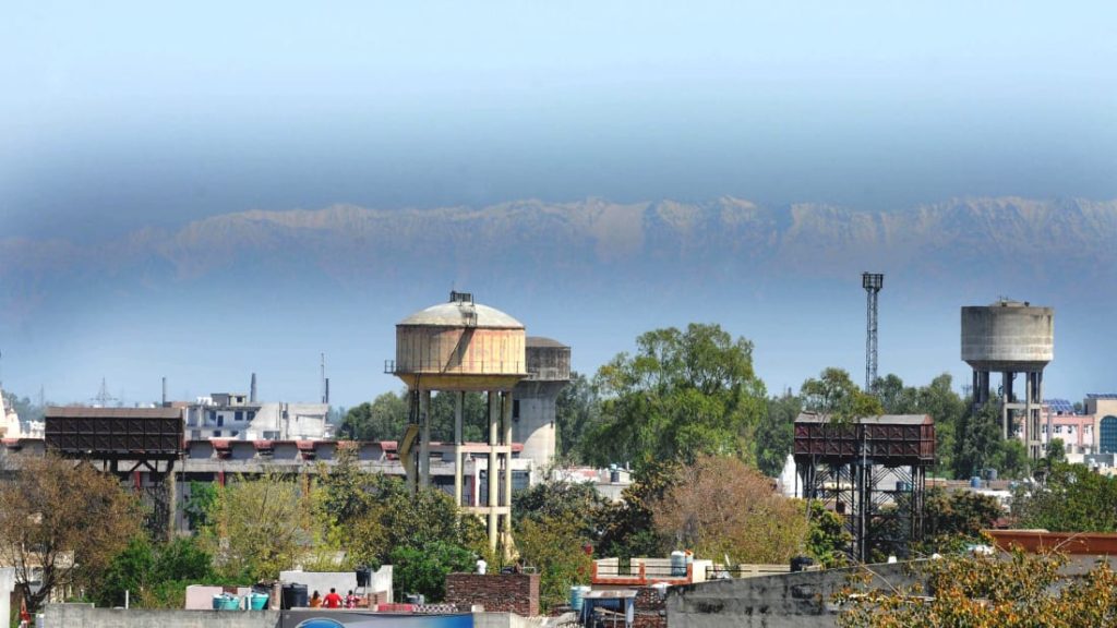 The Himalayan peaks are visible from Jalandhar in Punjab.